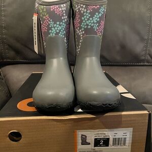 Bogs Kids Gray Floral Rain Boots